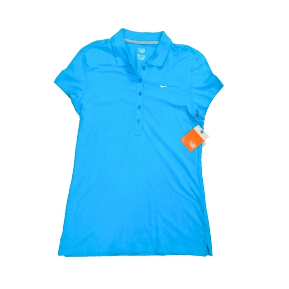 NWT- NIKE + LANDS END WMN M BLUE GOLF POLO TOPS - Picture 6 of 8
